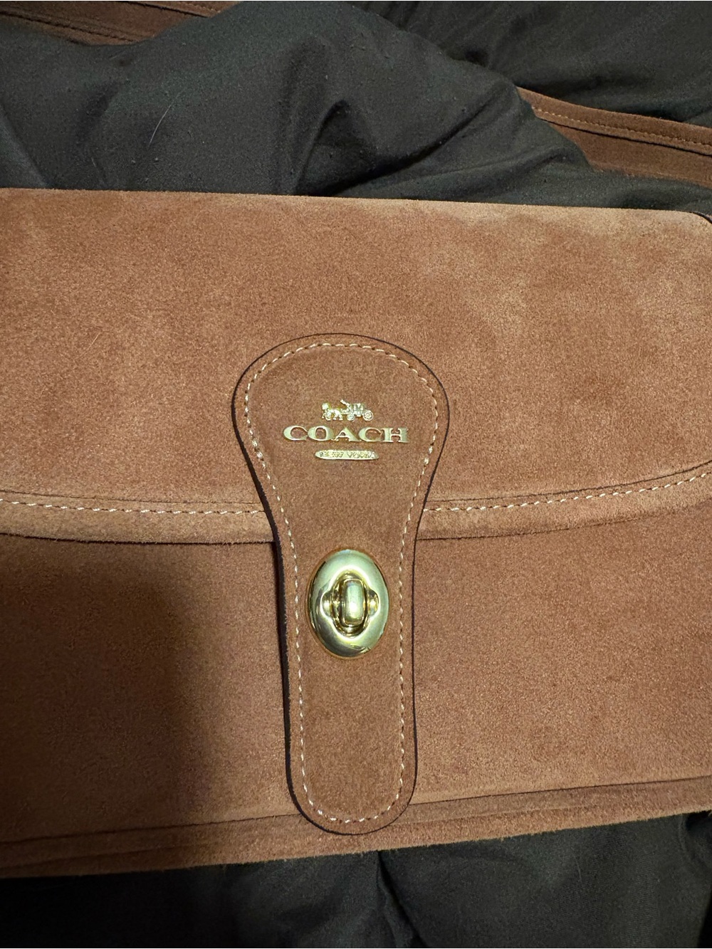 Coach Suede Turnlock Shoulder Bag in Clay - Picture 11 of 11
